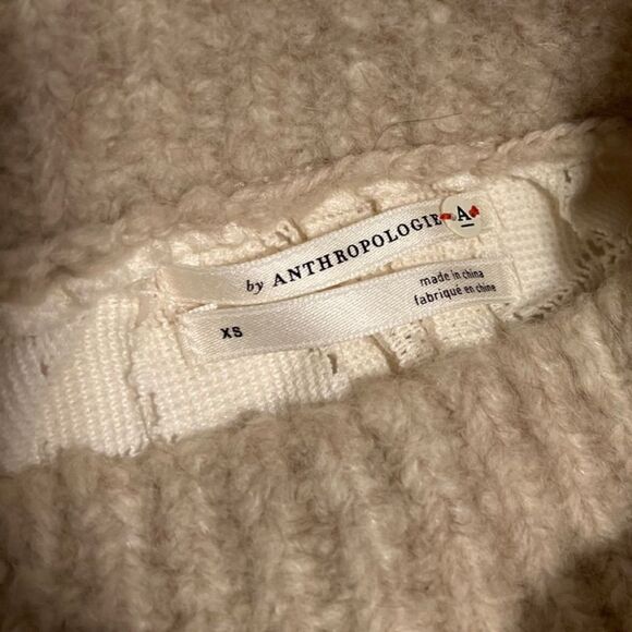 Anthropologie Suzanne Pointelle Lace Cream Sweater Size XS - Picture 9 of 12